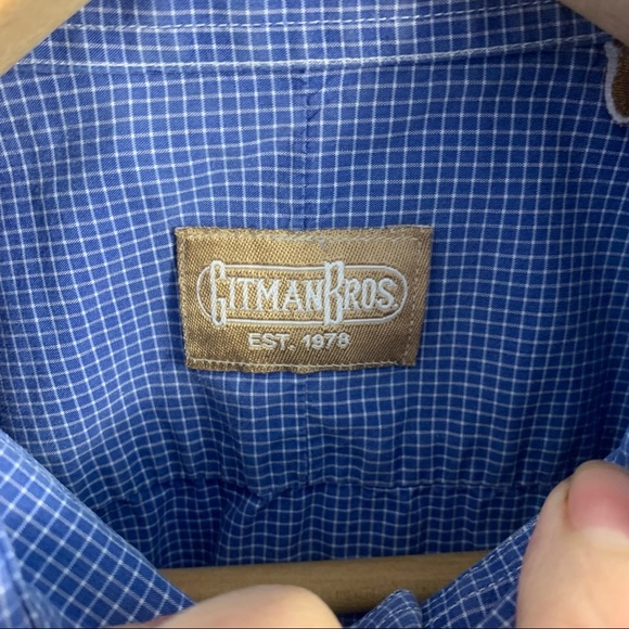 Gitman Bros Shirt Vintage Mens Made In USA Blue Plaid Gingham LS Button Up 16/34 - Picture 8 of 8
